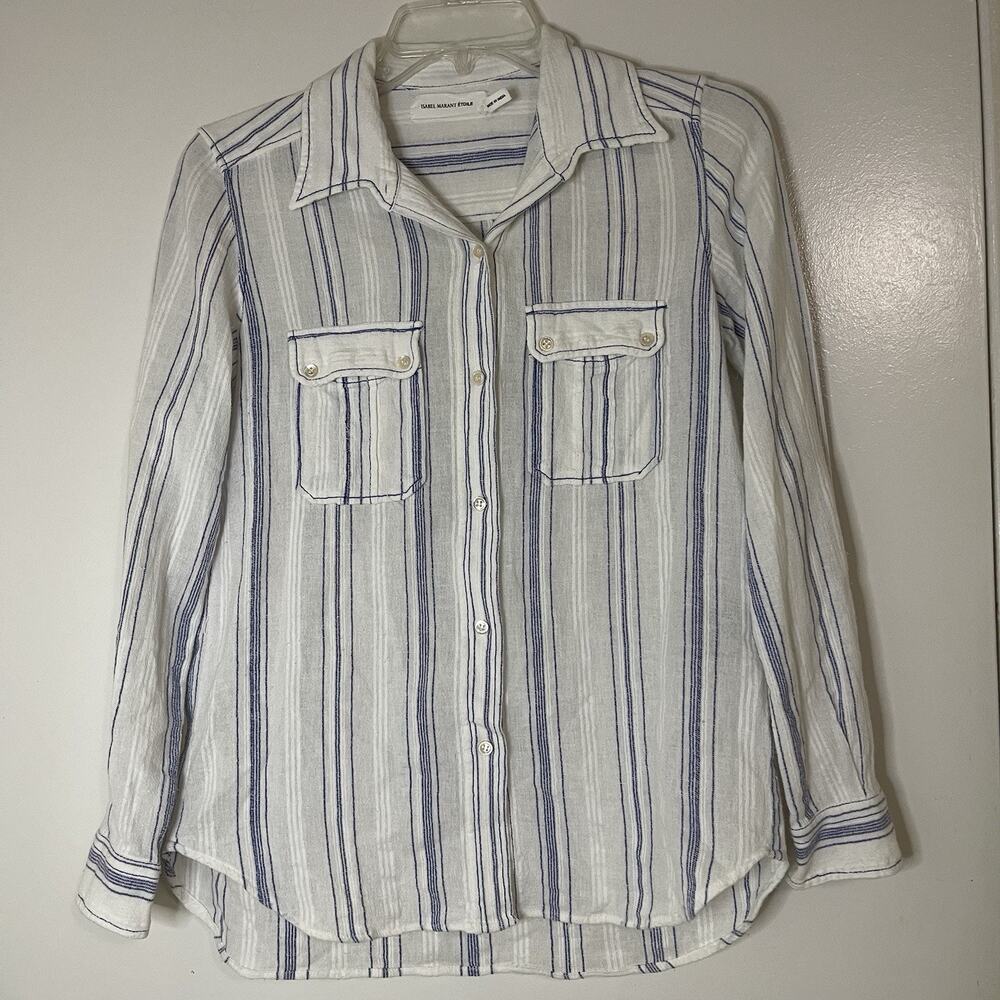 Isabel Marant Etoile 100% cotton button down long sleeve stripe top FR 38 med